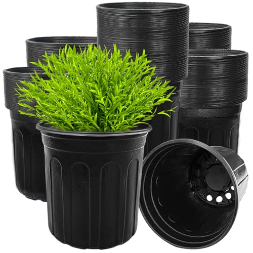 Guuozzli 100 Pcs 1 Gallon Flexible Nursery Pots for Plants Soft Plastic Seed Starting Pots with Hole Flower Plant Container for Seedling Cuttings Potting Transplanting Black
