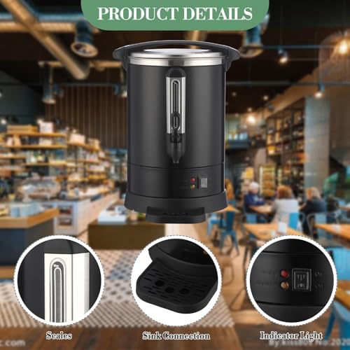 Image of 100-Cup (14L) Commercial Coffee Urn - Stainless Steel Electric Hot Beverage Dispenser with Fast Brew & Double-Wall Insulation, Easy to Clean for Large Events, Catering, Churches, and Gatherings