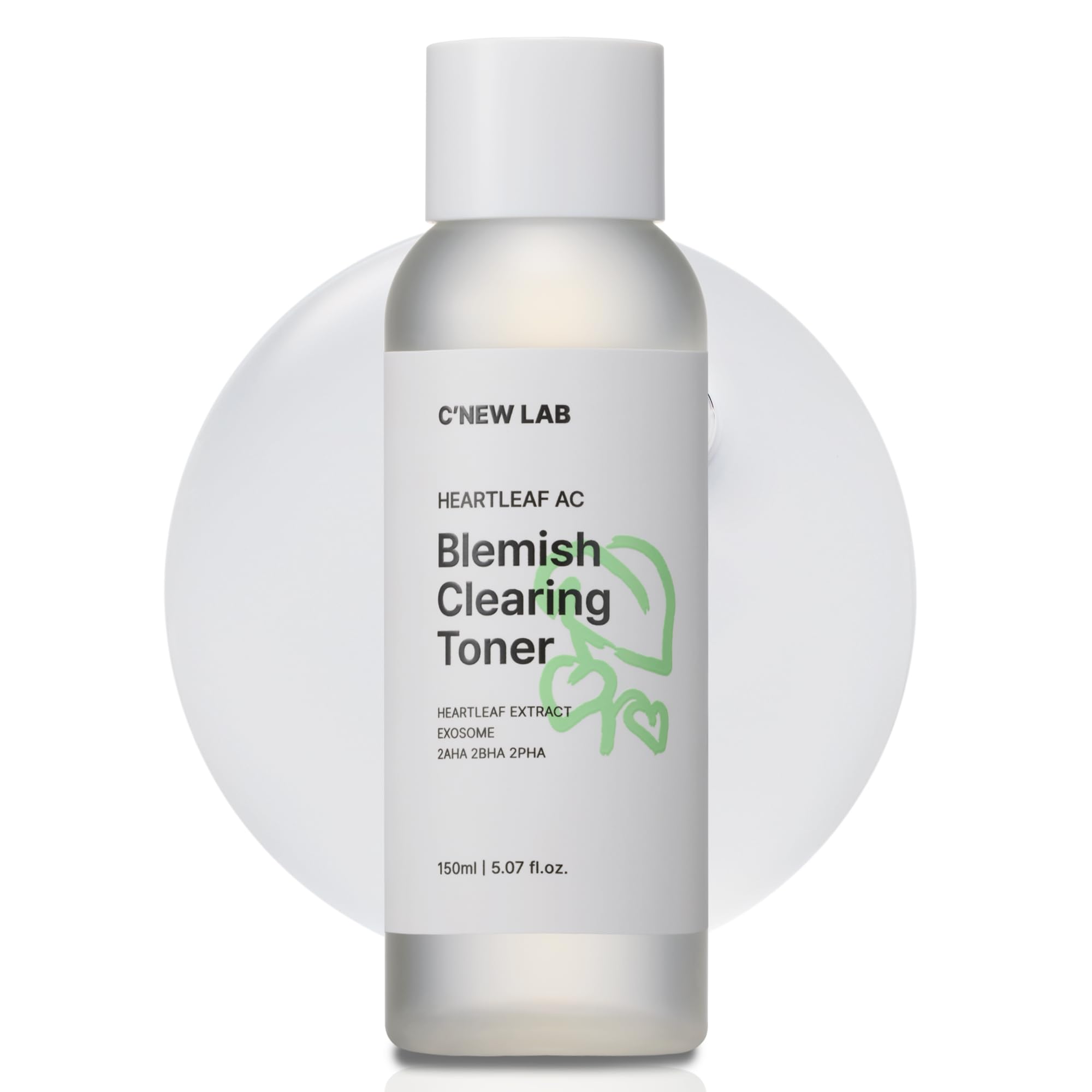 C’New LAB Heartleaf AC Blemish Clearing Toner 150ml (5.07 fl.oz.) | Sebum & Acne Control, Pore Tightening, Skin Balancing Toner | Heartleaf Extract, Heartleaf Exosome, PHA, Korean Facial Toner