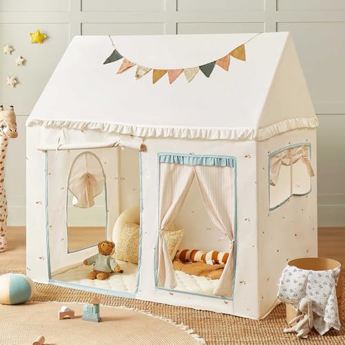 Image of Tiny Land Kids Tent with Mat, Kids Play Tent for Toddlers, Playhouse for Kid Indoor, Ideal Toy Gift for 3+ Boys, Play Room Furniture