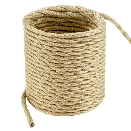 QWORK® Cable Eléctrico Trenzado Vintage 10M, 2 Hilos de 0,75mm², Estilo Nostálgico para Lámparas y Decoración Retro