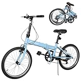 Betterland 20 inch Folding Bike, Foldable Bicycle for Adults with 7 Speed Derailleur, Lightweight Collapsible Bicycle for City Commuting, Fold Up Bike Men Women Teenagers, Blue