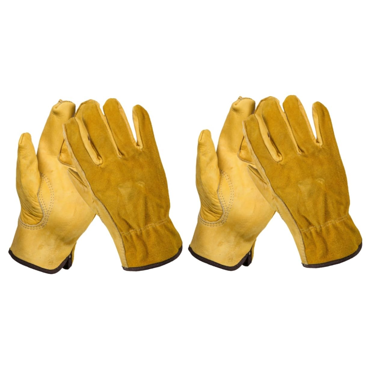 OSALADI 2paires De Jardinage Cuir De Vache Jaune De Protection Pour Soudure Et Travaux Manuels Résistants Aux Épines Usure