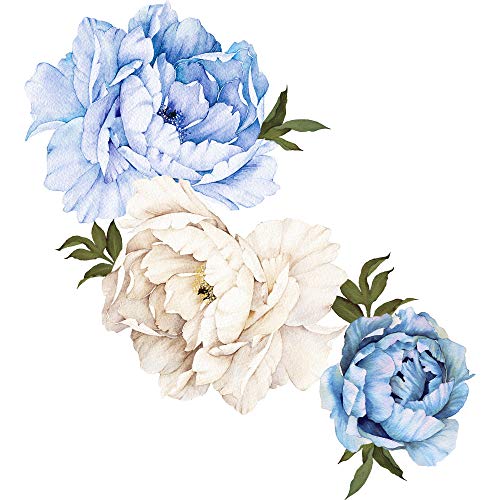 Vinilo decorativo floral azul para pared 77x86 cm miniatura 1