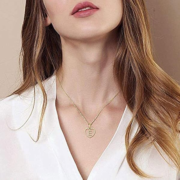 JO WISDOM dam kedja hjärta silver 925 halsband hänge 26 brev alfabet initialer med 3A zirkonia med gul guldpläterad, personliga smycken för mor dotter kvinnor flickor