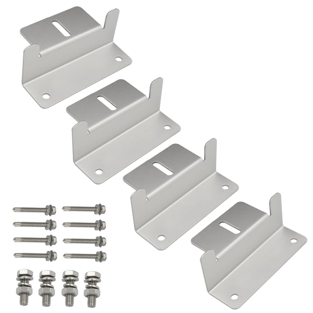 Ehwisbe Aluminum Alloy Mounting Bracket For Solar Panels- 4Pcs Z Brackets Kit For Rv Trailer Boat Roof Photovoltaic Panel Installation