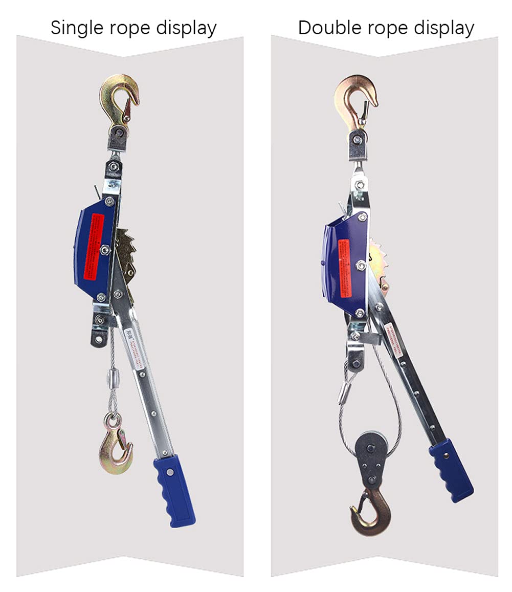 Handhebelseilzug, Drahtseil Ratsche Hand Power Puller, Handseilzug mit Ratsche für Anhänger Oder Bewegliche Bäume, Handseilwinde Handwinde 2 Haken 1t/2t/3t Anti-Reversal-Design