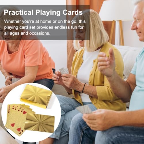 Pokerkarten,Spielkarten,Wasserdichte Spielkarten,Spielkarten Plastik, Professionelle Pokerkarte,Schwarze Spielkarten,Kartenspiel,Standard 54 Poker,für Texas Holdem Poker Deluxe Kartenspiele,Gold – Bild 8