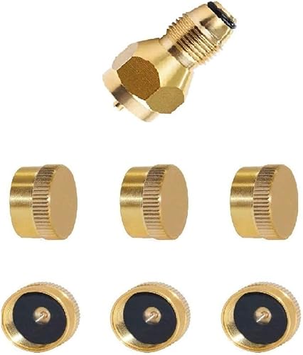 Adaptador universal de repuesto de tanque de propano 6 piezas de tapa de protección Kit de latón sólido para botella de propano pequeña de 1 libra