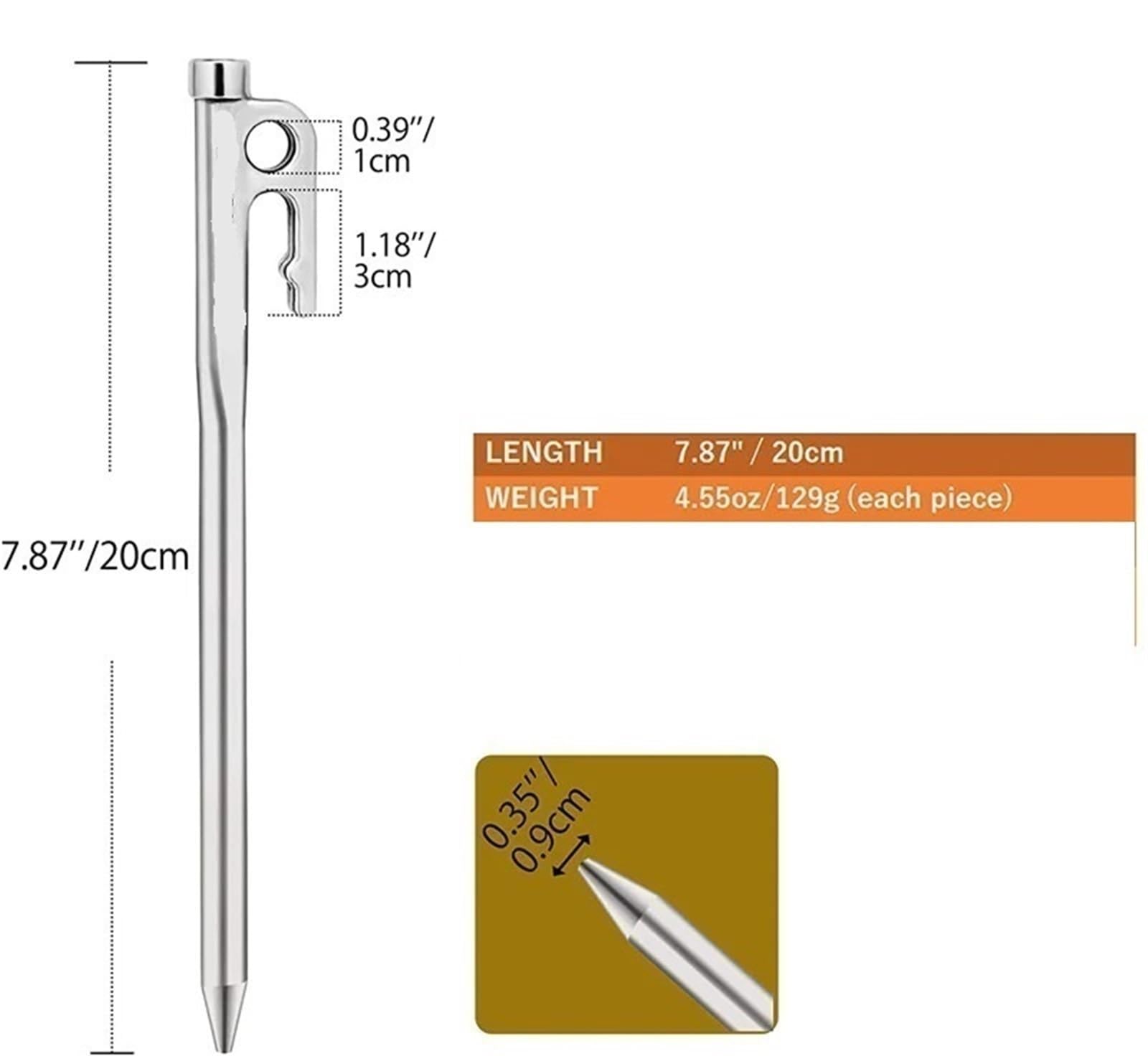 Piquet de Tente, Lot de 6 piquets Tente Robustes en Acier 40 cm avec Crochet et Trou for Camping Plein air