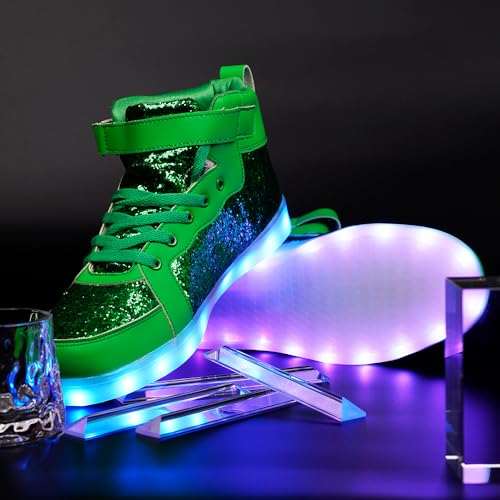 Image of Glitter Led Shoes Light Up Shoes High Top Sneakers for Women Men Flashing Dancing Shoes for Halloween Christmas Party with USB Charging
