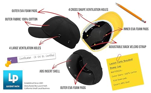 20 Packs - Lucent Path Black Baseball Bump Cap Hard Hat Helmet Safety Caps For Men And Women #TOP4