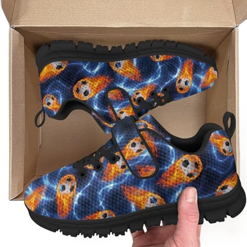 Little Kid/Big Kids Shoes Boys Girls Sneakers Tennis Running Lightweight Breathable Shoes Soccer Fire Lightning Pattern2