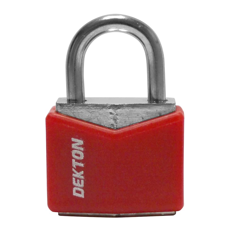 Dekton 25MM Covered Steel Padlock | Heavy-Duty with Reusable Storage Case | Includes 3 Keys | Ideal for Truckers, Farmers & Contractors | Clevis Grab Hooks | 4000lb Working Load Limit | Grade 43