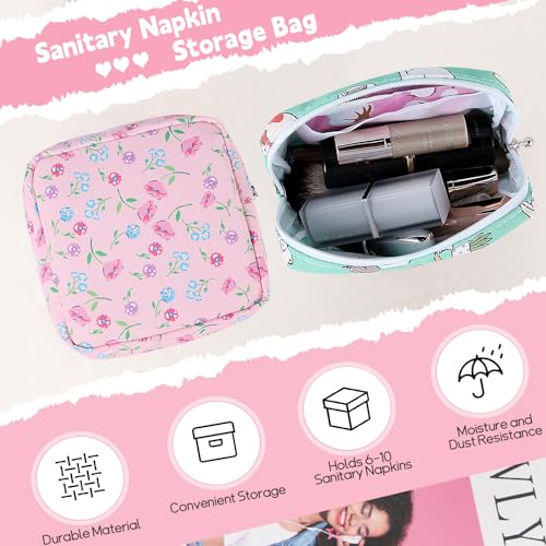 Image of Sanitary Pad Storage Bag Portable Period Bag for Teen Pads /Sanitary Napkins /Small Tampons, Sanitary Napkin Storage Bag First Period Gifts for Teen Girls (Pink-White Checker)