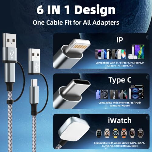 Travel Essentials 3 in 2 Multi Charging Cable for iWatch Charger/iPhone17-8 by MPATIBY - Image 3