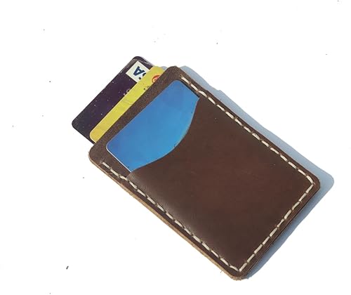 Miniatura 2 de Handcrafted Front Pocket Card Holder, Leather Minimalist Cardcase, Credit Card Holder, 3 Card Slots Unlined all-cow Pickup Bag