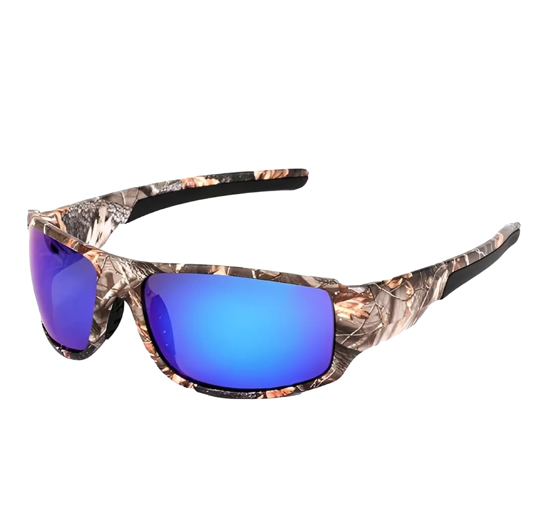 No Name Ltd Carp Fishing Glasses/Camo Angling Goggles/Unisex Camouflage Outdoor Sports Eye-wear (Blue Mirrored)