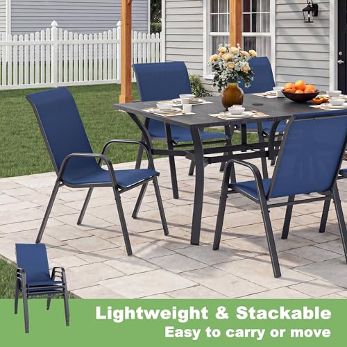 Image of Outdoor Patio Chairs Set of 6 Stackable Dining Chairs All-Weather Textilene Furniture Set for Pool, Deck, Backyard, Garden