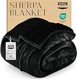 Utopia Bedding Sherpa Blanket Queen Size (Black, 90x90 Inches) - Soft Lightweight Plush Fleece Reversible Blanket for Bed, Sofa, Couch, Camping and Travel