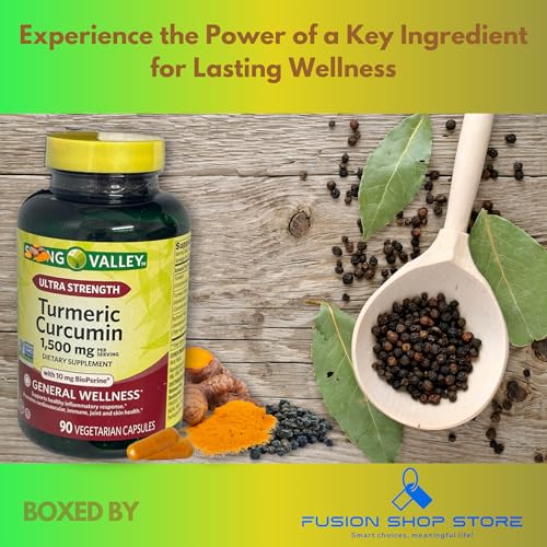 Turmeric Curcumin 1500mg- with Black Pepper Capsules, 90ct (Pack of 1), Boxed by Fusion Shop Store