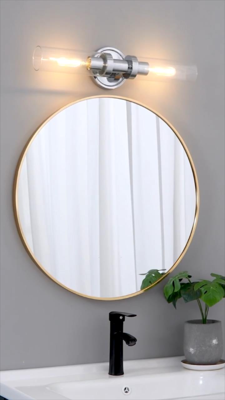 Image of Chrome Bathroom Light Fixtures,Modern Bathroom Wall Sconces,Metal Wall Sconce with Clear Glass Shade,Modern Wall Light Up and Down Wall Mount Lamp for Bedroom,Living Room,Hallway,Kitchen