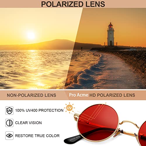 Image of Pro Acme Small Round Polarized Sunglasses for Women Men Retro Metal Shades