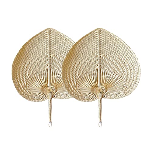 QOTSTEOS natürliche Bambusfächer, tragbarer Sommerfächer, handgefertigtes Rattan-Dekor, Bambus Handfächer, Bast, gewebt, Fächer für Sommer, Strand, drinnen und draußen, 2 Stück 4 QOTSTEOS natürliche Bambusfächer, tragbarer Sommerfächer, handgefertigtes Rattan-Dekor, Bambus Handfächer, Bast, gewebt, Fächer für Sommer, Strand, drinnen und draußen, 2 Stück