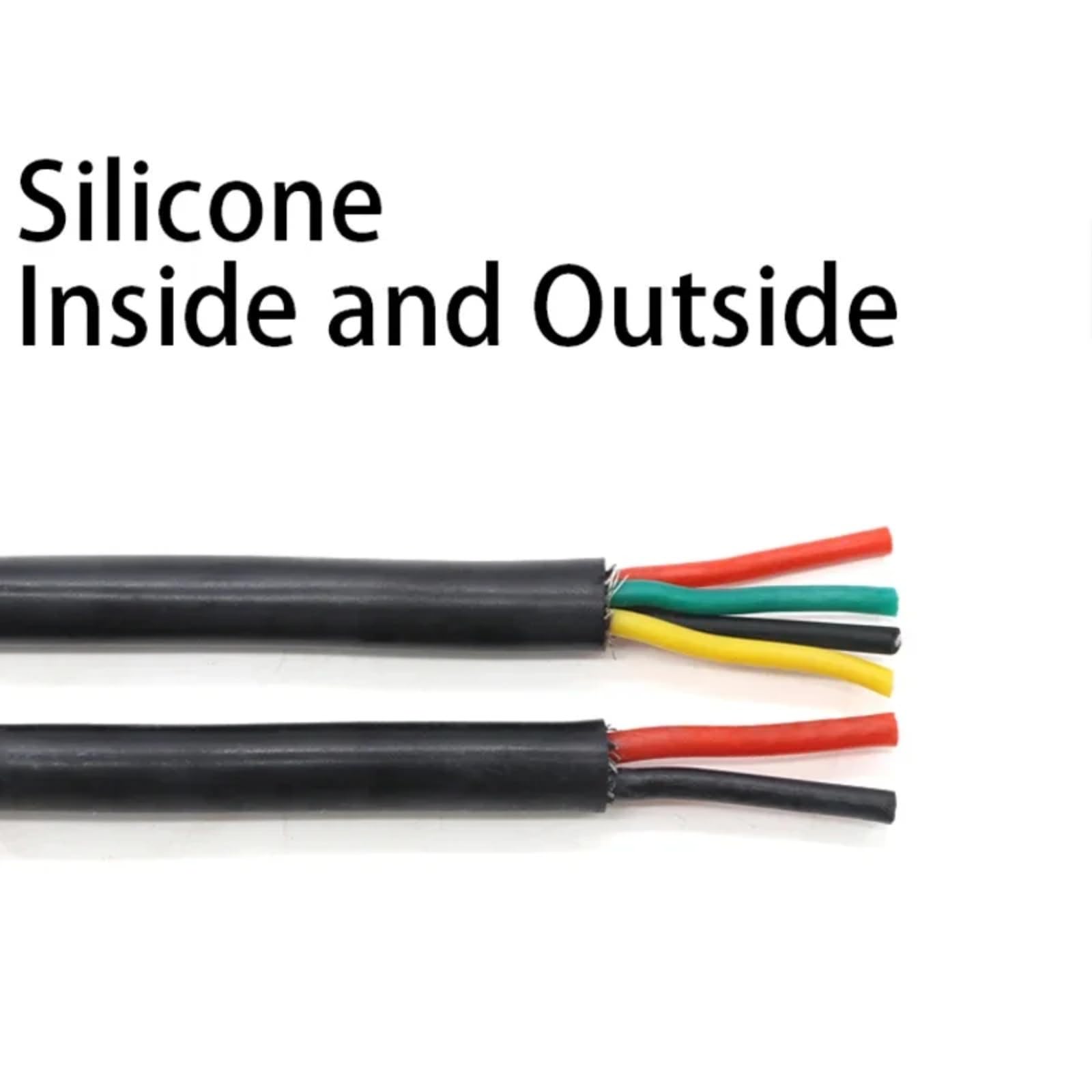 1M Silicone Rubber Shielded Wire 22 20 18 17 15 13AWG Cable 2 3 4 6Core(Black; 13AWG squared 2.5mm; 4 Cores)