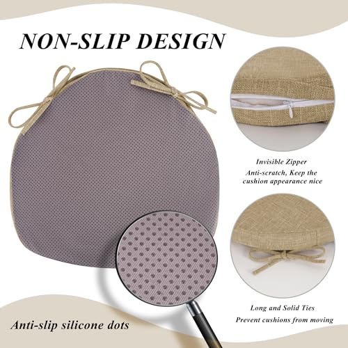 FlyGulls Set of 4 Windsor Chair Cushions Seat Cushion for Dining Kitchen Chairs with Anti-Slip Bottom Thick Textured Chair Pads with Ties for Indoor Use (16"x15.7" Beige) - Cosy Home Interiors FlyGulls Set of 4 Windsor Chair Cushions Seat Cushion for Dining Kitchen Chairs with Anti-Slip Bottom Thick Textured Chair Pads with Ties for Indoor Use (16"x15.7" Beige) - Image 4