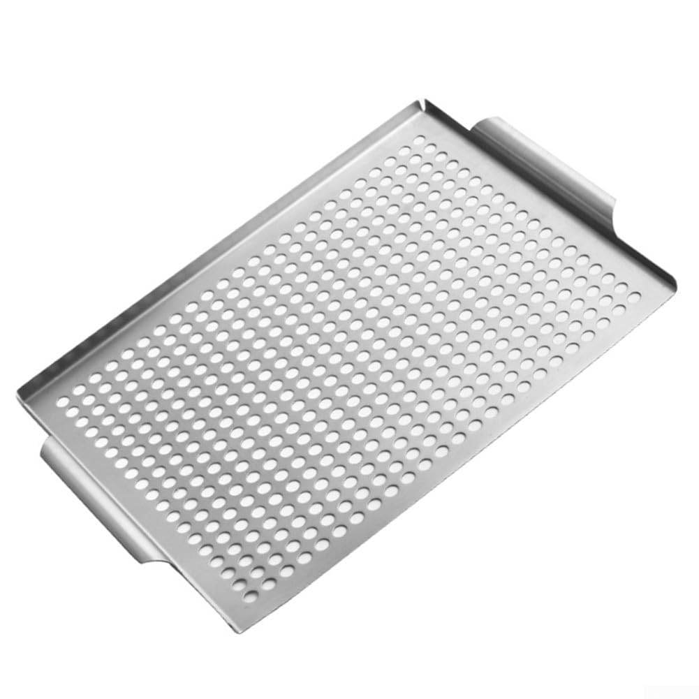 Plaque De Cuisson Rectangulaire Acier Inox – 36,5x29x2,5 Cm, Avec Poignées, Pour Barbecue Et Grill - 2