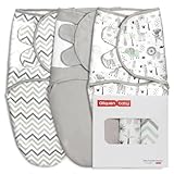 GLLQUEN BABY Organic Swaddle Sleep Sacks for Newborn - Baby Swaddles 0-3 Months, 3-Pack Newborn Swaddling Sack, Gray Stripe & Animal World, Baby Swaddle Blanket Wrap (Small/Medium)