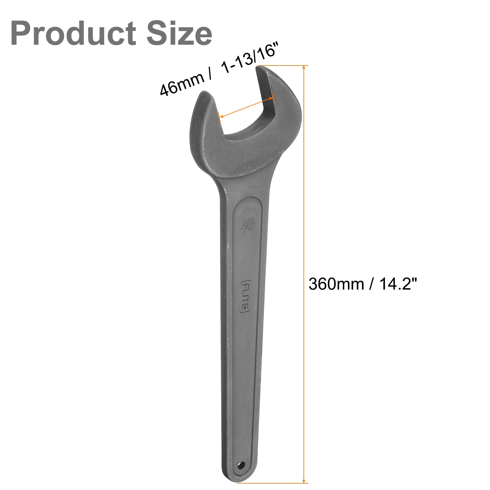 QUARKZMAN Chiave Aperta Singola, 46mm (1 13/16-inch), Chiave Fissa In Acciaio Al Carbonio Rinresistenzato Per Riparazioni Auto E Montaggio Mobili, Grigio