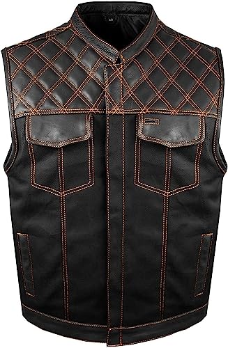RIZING STAR Men Fashion Casual Cool Solid Color Vest Motorcycle Fleet Punk Leather Vest Coat Vest Rain Man2