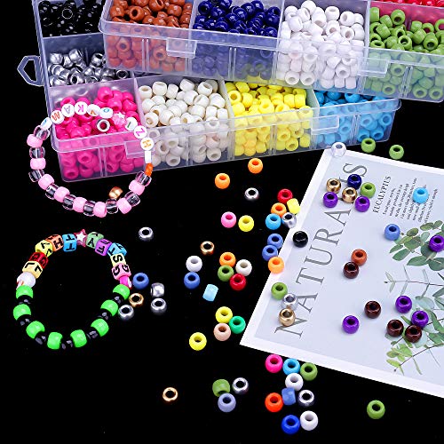 Image of Greentime Pony Beads Bracelets Making Kit, 9mm Rainbow Kandi Rave Beads Set for Friendship Bracelets Necklace Making Crafts for Christmas Gift (24colors) (Pack of 2)