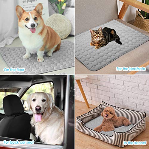Dog Self Cooling Mat Pet Washable Summer Pads Blanket Hot Weather Sleeping Kennel Mat,Ice Silk Sleep Mat Pad Non-Toxic Breathable Sleep Bed For Large Dogs Cats No Water (Xl:27.5 X 39.4 Inches, Grey) #TOP5