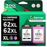 Denvoer 62XL Cartouches remanufacturées Noir et Couleur pour HP 62