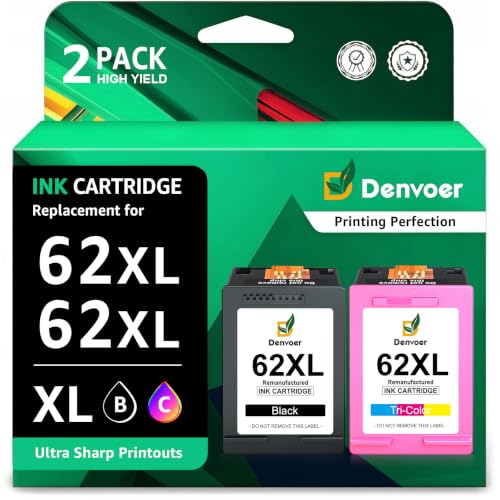 Cartouches HP 62XL par Denvoer pour imprimantes Envy et OfficeJet