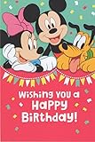 Mickey Mouse, Minnie Mouse, Goofy Happy Birthday Card - Wishing You a Happy Birthday! It's Time for Fun! Your Birthday's Here! Hope Your Smile Goes Ear to Ear!