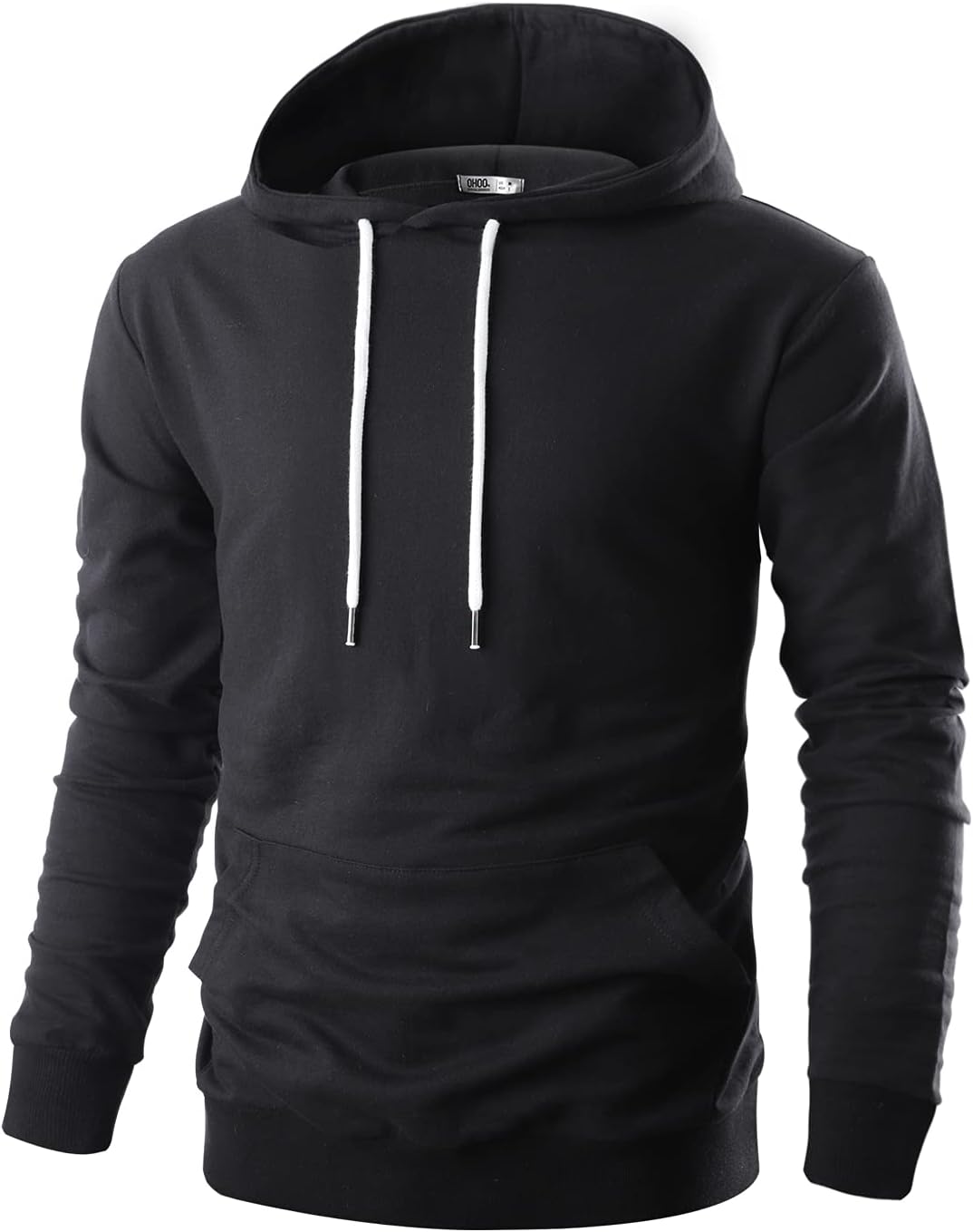 Ohoo Mens Slim Fit Cotton Pullover Hoodies Sweatshirt Lightweight with Kanga Pocket