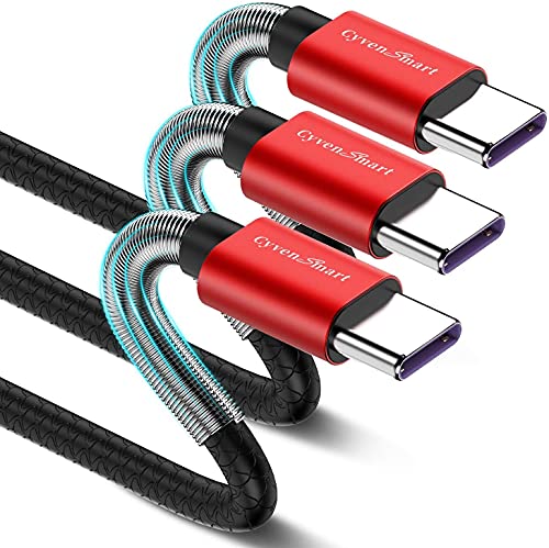 CyvenSmart [3 Pack 3ft] Compatible with Samsung Galaxy S10 S9 S8 Plus Charger(3A Fast Charging), TPE USB C Cable,USB A to Type C for Samsung A10 A20 A51 Note 9 8,LG V50 V40 G8 G7 Thinq-RED