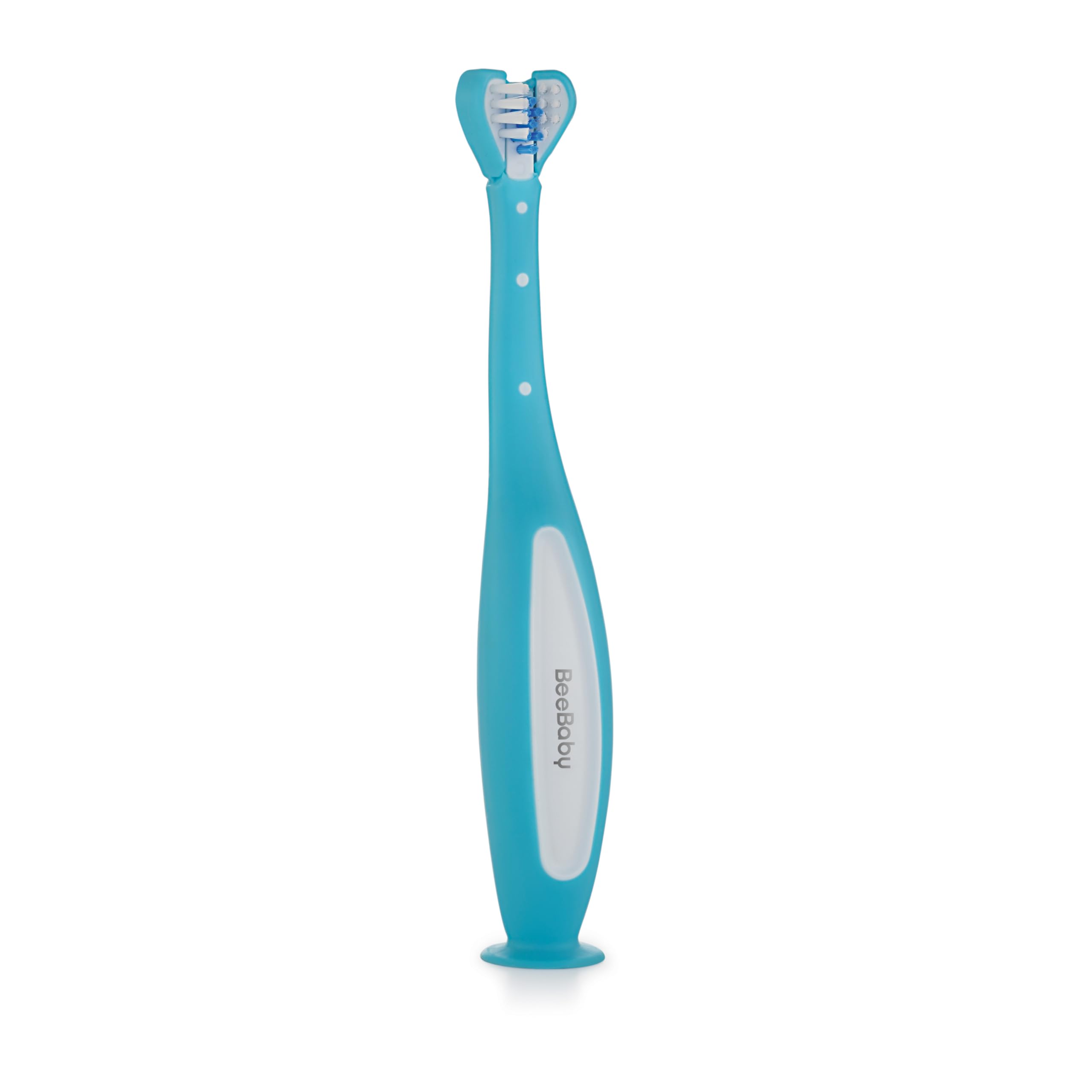 BeeBaby Triple Angle Brush Buddy Toothbrush for Kids 3-6 Years. Suction Cup, 3 Side Super Soft Time to Change Indicator Bristles Ideal for Milk & Permanent Teeth. 100% BPA Free. Blue-image-33