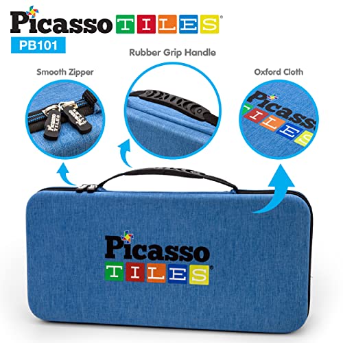 Picassotiles 101Pcs Magnetic Building Block Toy + Case Set Magnet Tile Construction Blocks For Ages 3 And Up Educational Kit Child Brain Development Learning Playset In Portable Travel Carry Bin #TOP3