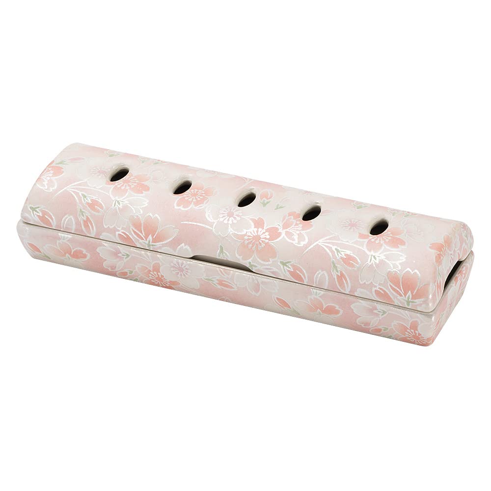 Long Ceramic Incense Burner, Cherry Blossom Pink