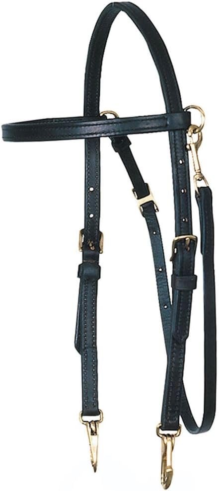 Billy Royal Arabian Training Bridle for Horses | 5/8" Harness Leather | Quick Bit Change Snaps | Solid Brass Hardware | Double-Stitched Browband | Adjustable Fit | Color Black