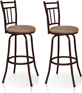 IKAYAA Sgabelli Industrial, Set di 2 Sgabelli da Bar Girevole Anticato con Schienale in Metallo Cornice Sedia da Cucina Pranzo Imbottita capacità 120KG (2 Pezzi)