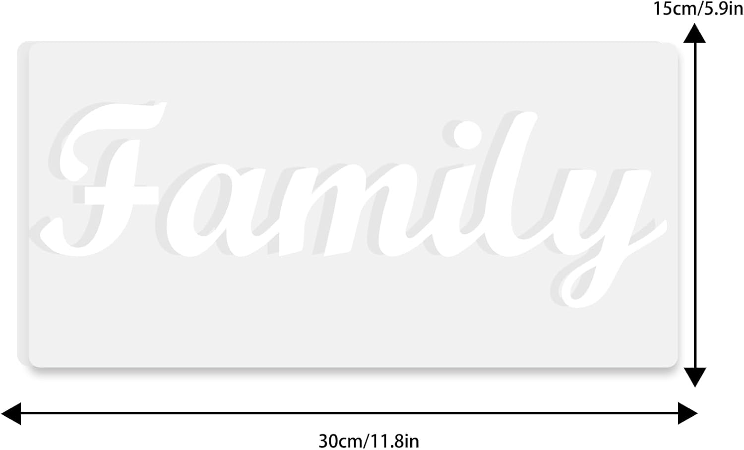 Family Router Inlay Template Woodworking Clear Acrylic Router Jig Word Inlay Craft Template DIY Handcraft Router with Protective Film for Creating Unique Inlays in Signs (12''X6'')