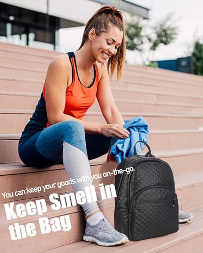 FIREDOG Smell Proof Backpacks with Lock, Smell Proof Bookbag Bag for Men Women Travel (Black)3