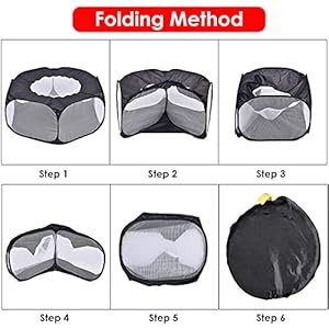 Small Animals Cage Tent, Pet Playpen with Top Opening Foldable Breathable Yark Fence for Guinea Pig, Rabbits, Hamster, Chinchillas and Hedgehogs (Black)