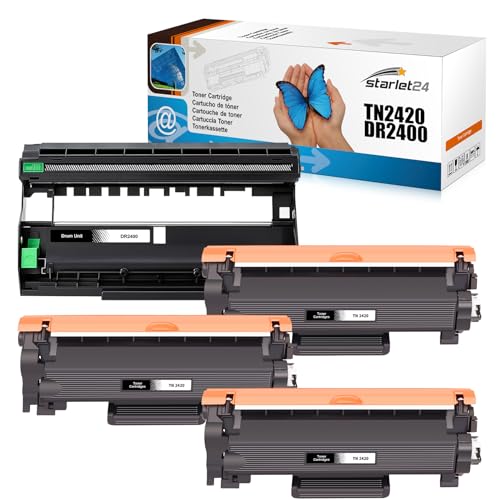 Pack de 3 toners TN2420 et 1 tambour DR2400 pour imprimantes Brother HL-L2350DW et DCP-L2530DW